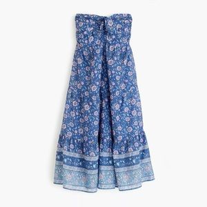 J. Crew Blocked Floral Strapless Smocked Dress Coverup EUC XS